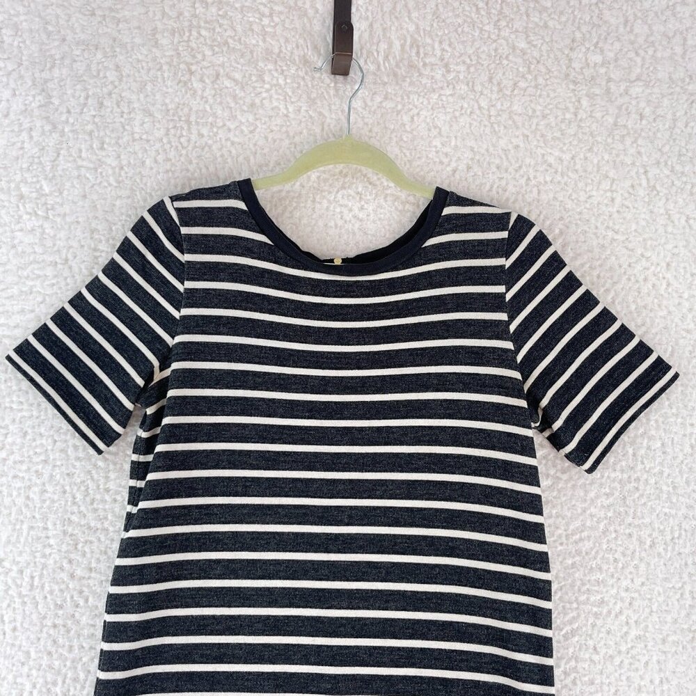 LOFT Dark Gray and White Striped Casual Dress - Picture 2 of 14